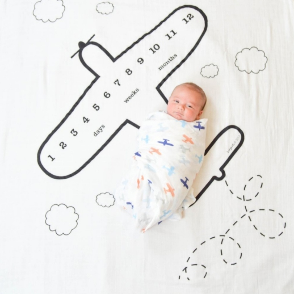 Airplane Themed Baby Photo Blanket Day/Week/Month